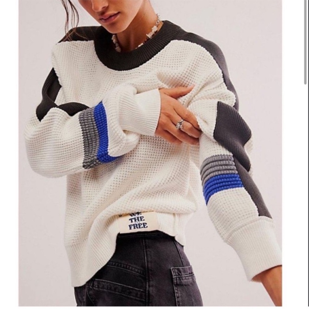 FREE PEOPLE We the Free Speed Racer Pullover Sweater Relaxed Knit NWOT Size M - Picture 6 of 7